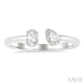 1/2 ctw Toi Et Moi Oval and Pear Cut Diamond Open Fashion Ring in 14K White Gold